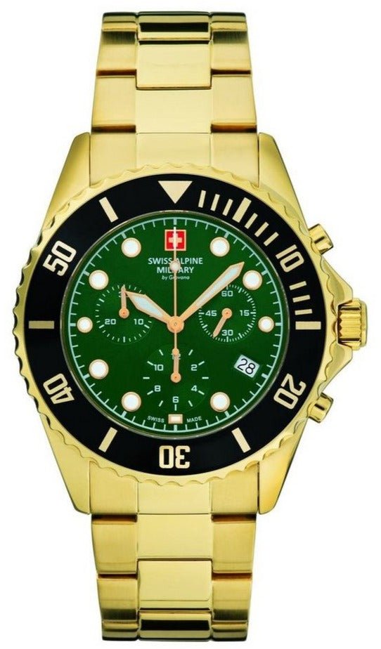 SWISS ALPINE MILITARY SAM7053.9114 Master Diver GMT Gold Stainless Steel Bracelet - Κοσμηματοπωλείο Goldy