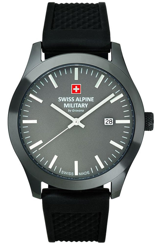 SWISS ALPINE MILITARY SAM7055.1898 Combat Basic Black Rubber Strap - Κοσμηματοπωλείο Goldy