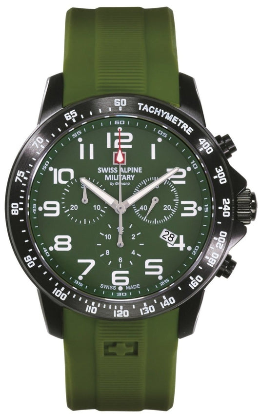 SWISS ALPINE MILITARY SAM7064.9874 Ranger Chronograph Khaki Rubber Strap - Κοσμηματοπωλείο Goldy