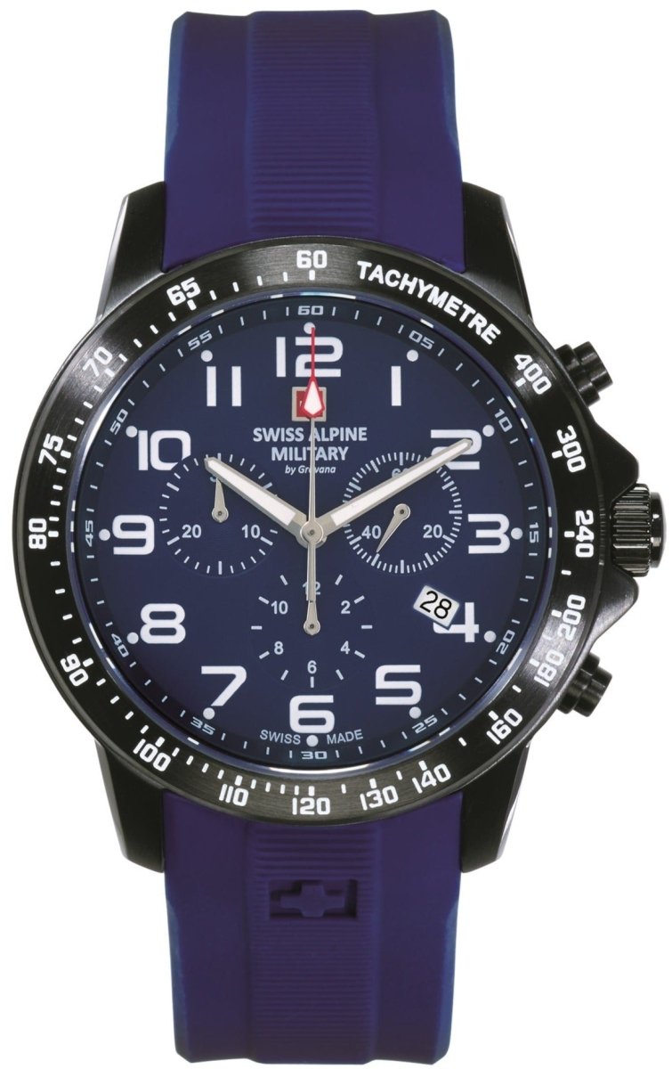 SWISS ALPINE MILITARY SAM7064.9875 Ranger Chronograph Blue Rubber Strap - Κοσμηματοπωλείο Goldy