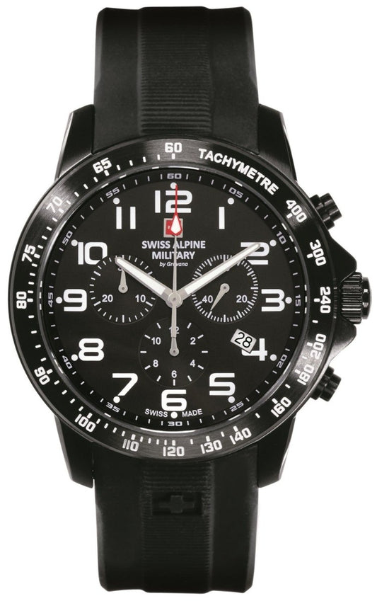 SWISS ALPINE MILITARY SAM7064.9877 Ranger Chronograph Black Rubber Strap - Κοσμηματοπωλείο Goldy