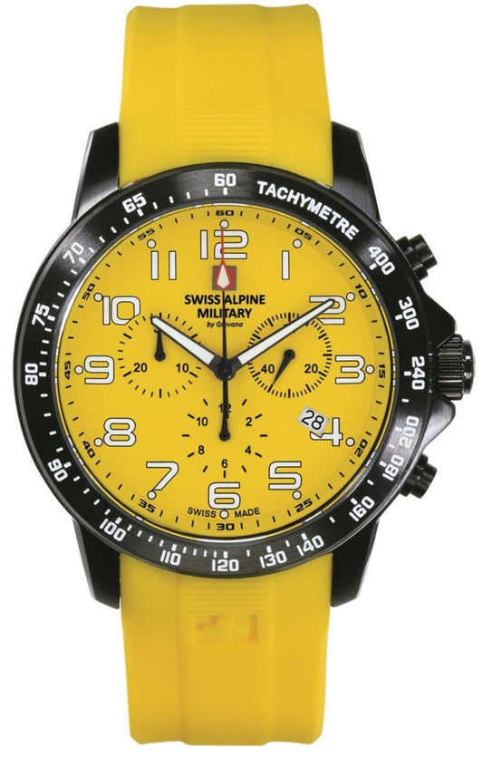 SWISS ALPINE MILITARY SAM7064.9878 Ranger Chronograph Yellow Rubber Strap - Κοσμηματοπωλείο Goldy