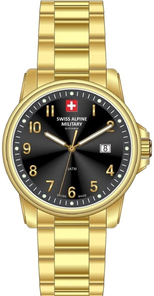 SWISS ALPINE MILITARY SAM7711.1117 Leader Gold Stainless Steel Bracelet - Κοσμηματοπωλείο Goldy