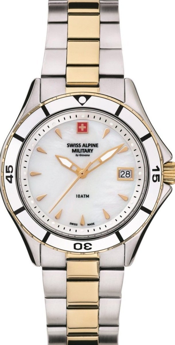 SWISS ALPINE MILITARY SAM7740.1143 Nautilus Two Tone Stainless Steel Bracelet - Κοσμηματοπωλείο Goldy