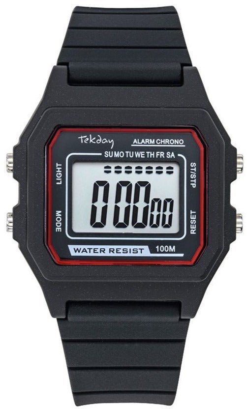 TEKDAY 656203 Digital Black Rubber Strap - Κοσμηματοπωλείο Goldy