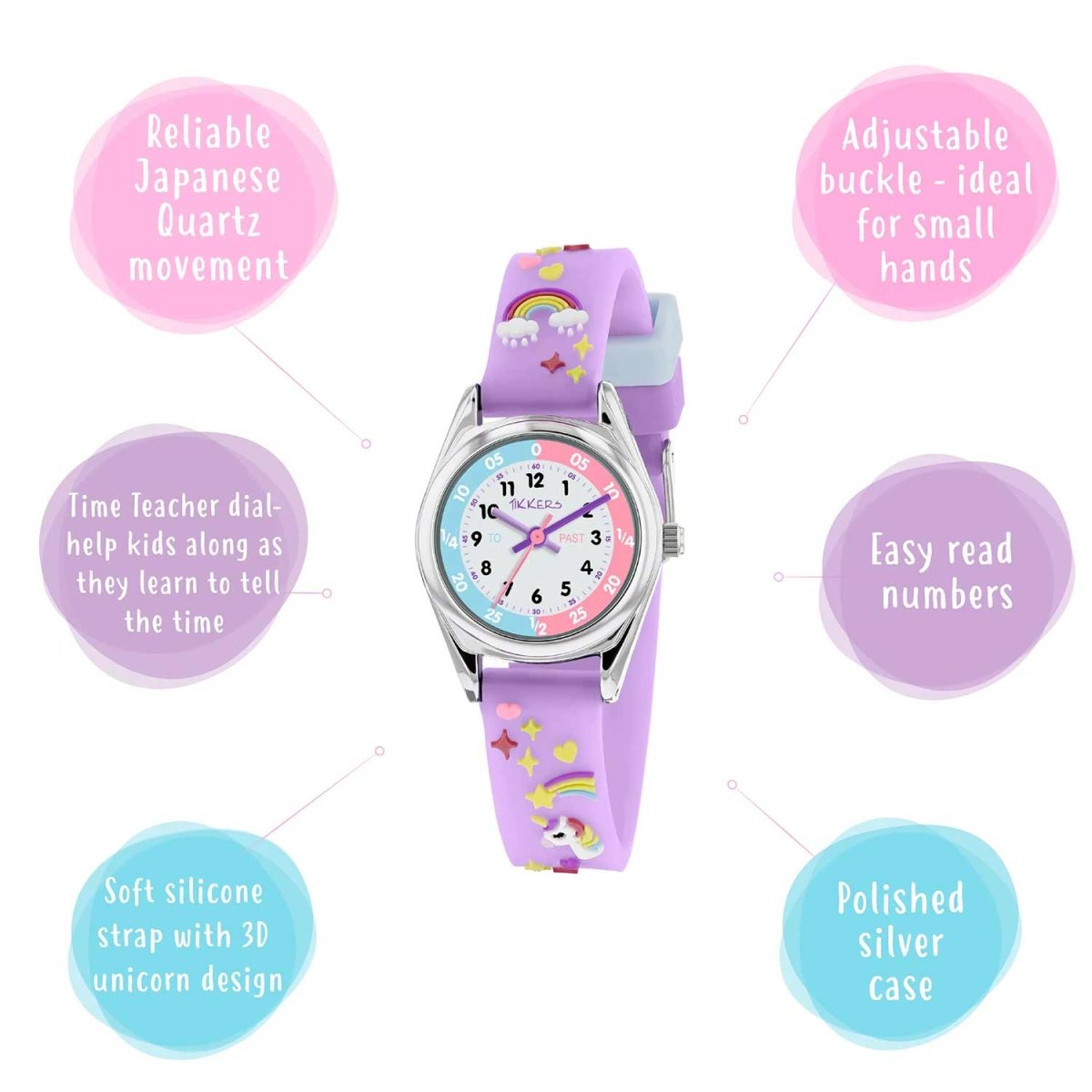 Tikkers ATK0145 Kids Magical Collection Purple Silicon Strap - Κοσμηματοπωλείο Goldy