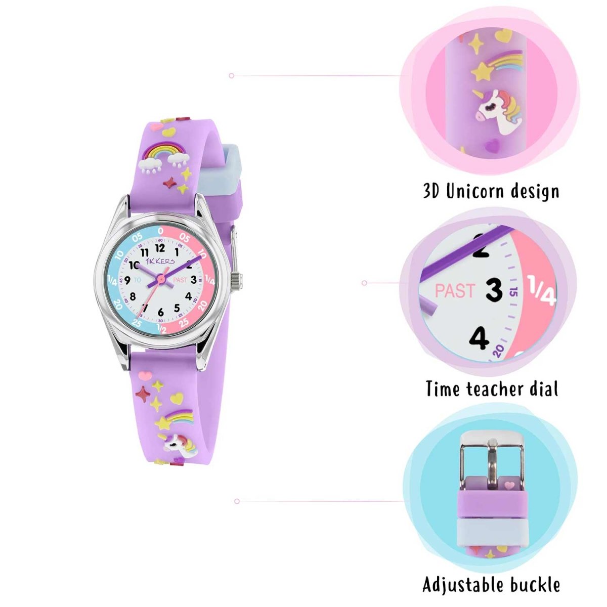 Tikkers ATK0145 Kids Magical Collection Purple Silicon Strap - Κοσμηματοπωλείο Goldy