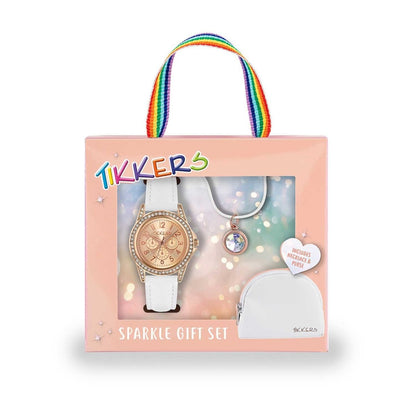 Tikkers ATK1018 Kids Sparkle Gift Set White Leather Strap - Κοσμηματοπωλείο Goldy