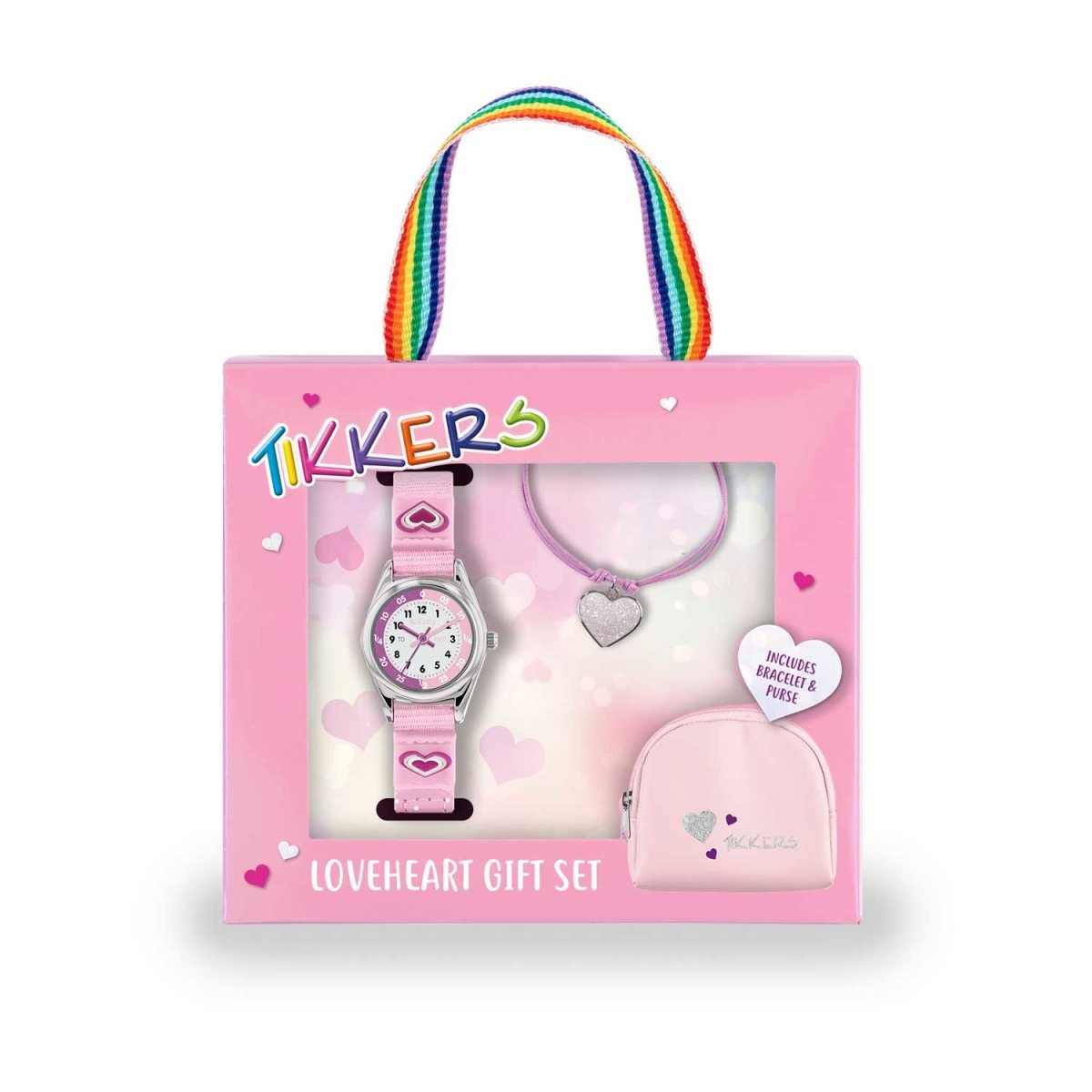 Tikkers ATK1031 Kids Loveheart Gift Set Pink Fabric Strap - Κοσμηματοπωλείο Goldy