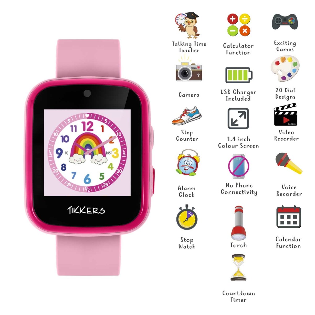 Tikkers ATK1084PNK Kids Smartwatch Pink Silicon Strap - Κοσμηματοπωλείο Goldy