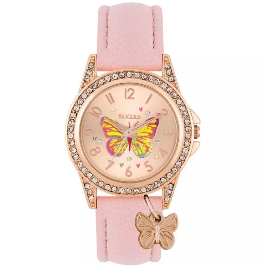 Tikkers ATK1086 Kids Butterfly Gift Set Pink Leather Strap - Κοσμηματοπωλείο Goldy