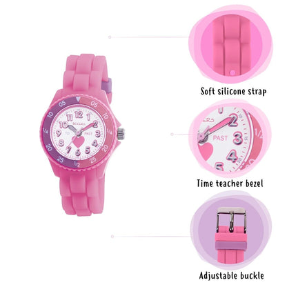 Tikkers TK0003 Kids Loveheart Collection Pink Silicon Strap - Κοσμηματοπωλείο Goldy