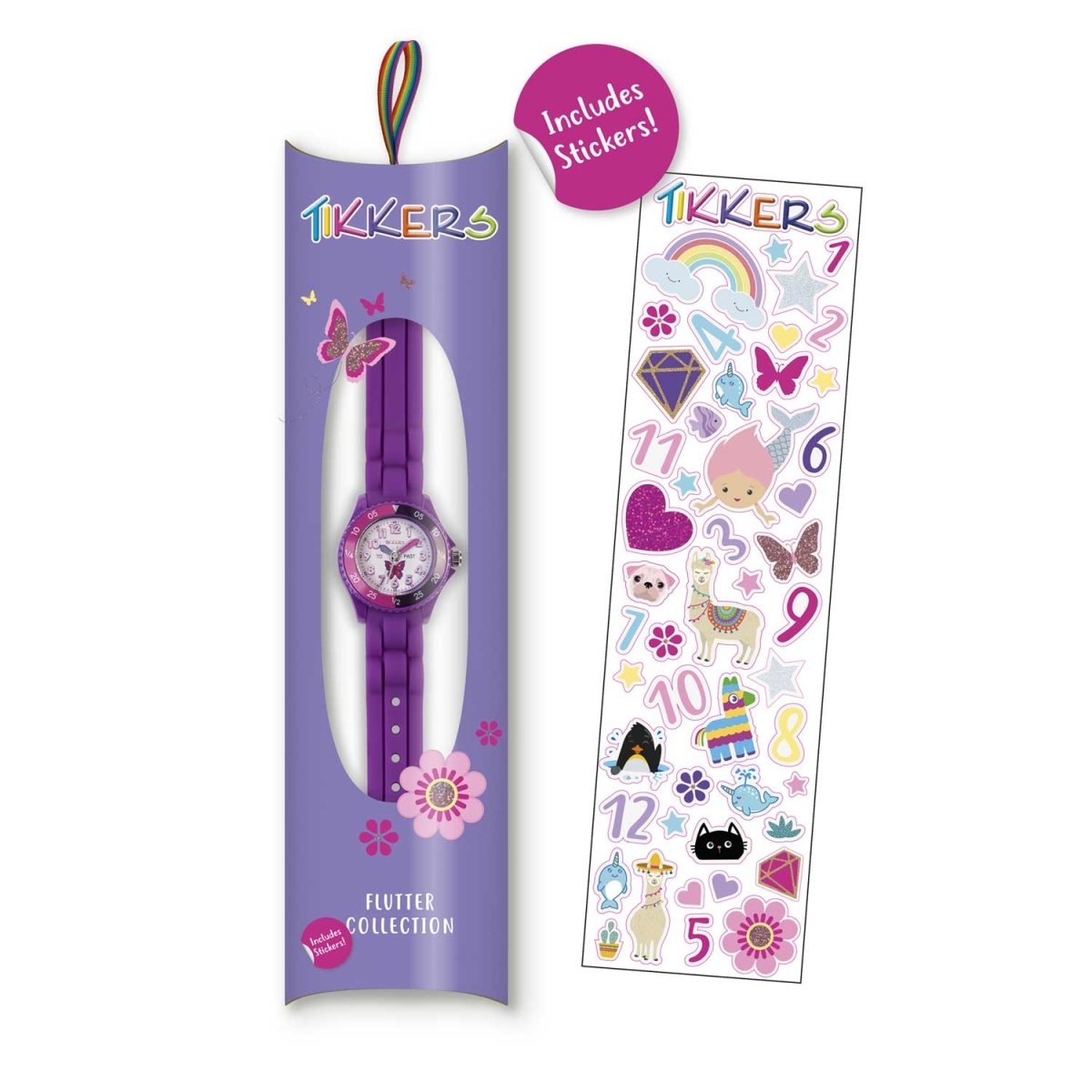 Tikkers TK0041 Kids Flutter Collection Purple Silicon Strap - Κοσμηματοπωλείο Goldy