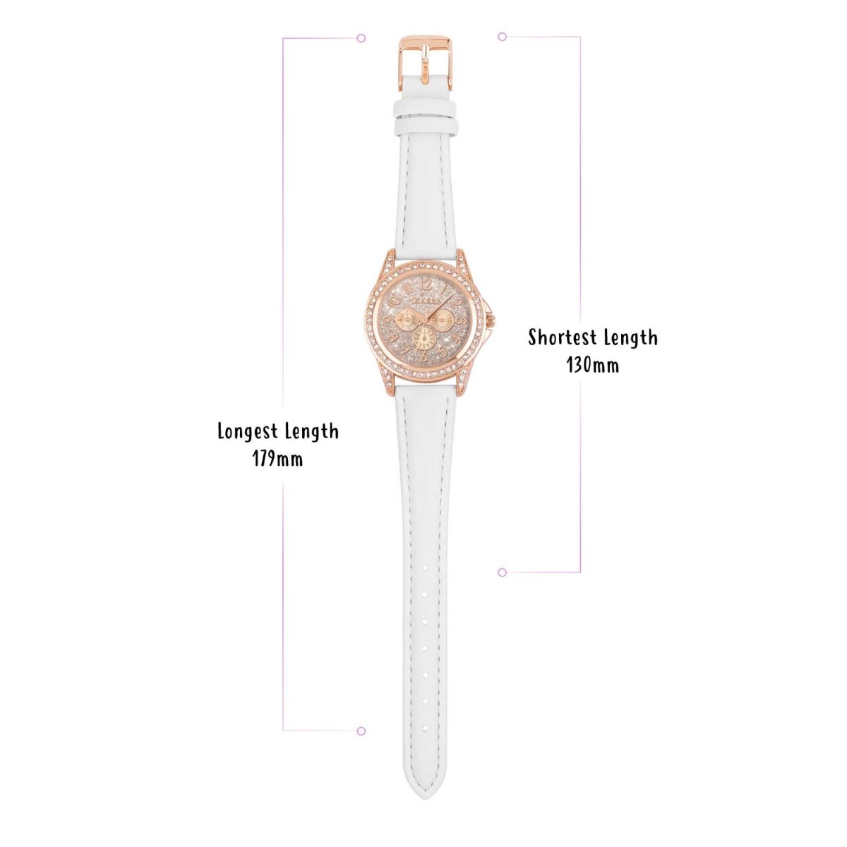 Tikkers TK0129 Kids Sparkle Collection White Leather Strap - Κοσμηματοπωλείο Goldy