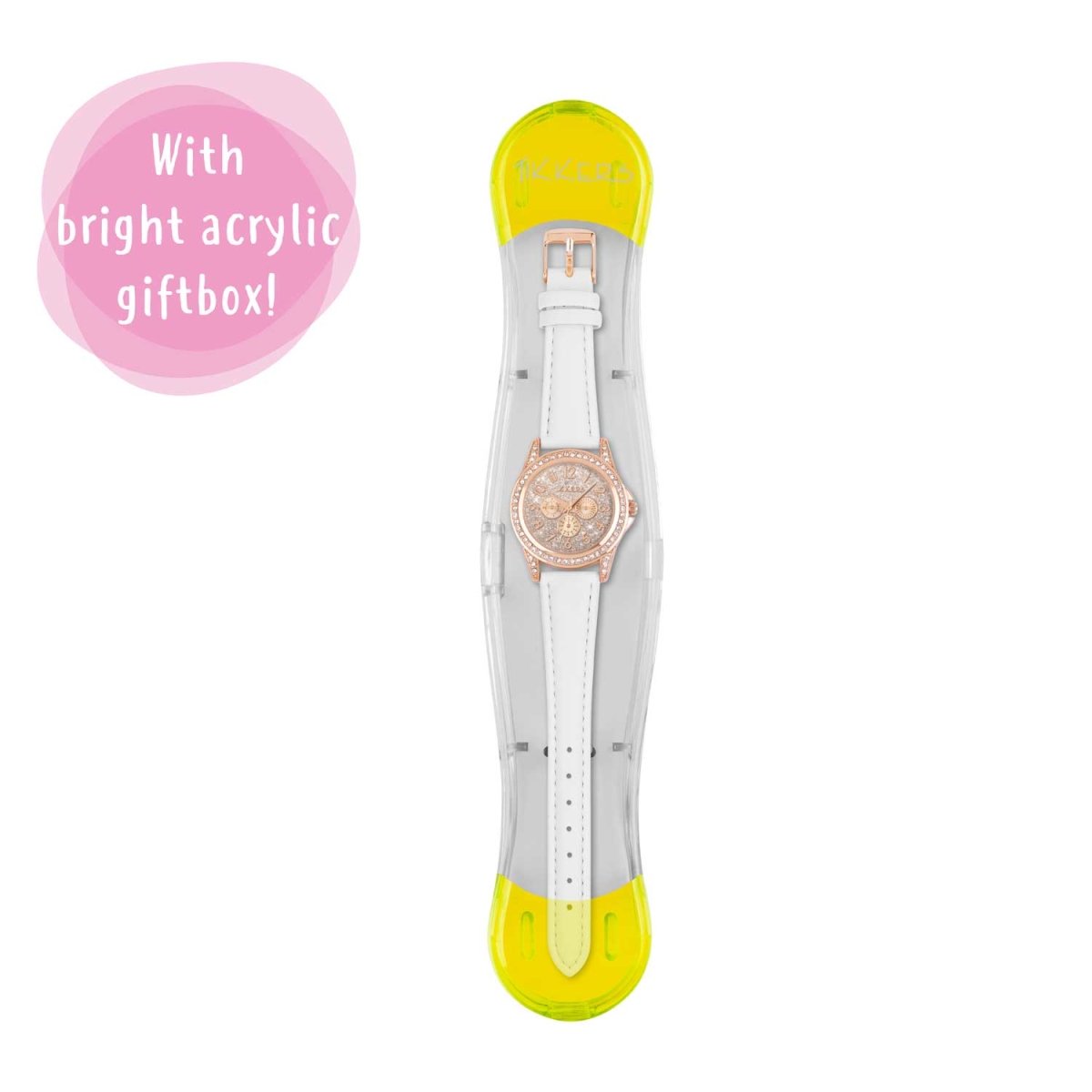 Tikkers TK0129 Kids Sparkle Collection White Leather Strap - Κοσμηματοπωλείο Goldy