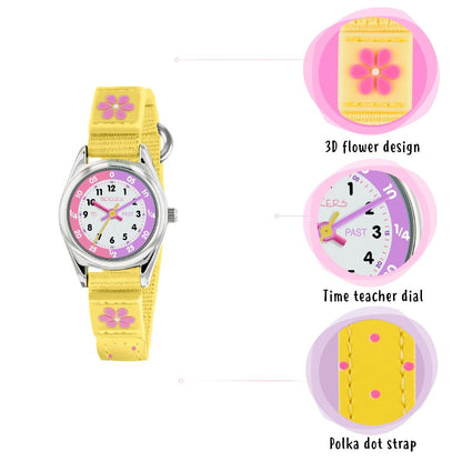 Tikkers TK0155 Kids Flutter Collection Yellow Fabric Strap - Κοσμηματοπωλείο Goldy