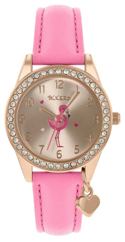 Tikkers TK0188 Kids Loveheart Collection Pink Leather Strap - Κοσμηματοπωλείο Goldy