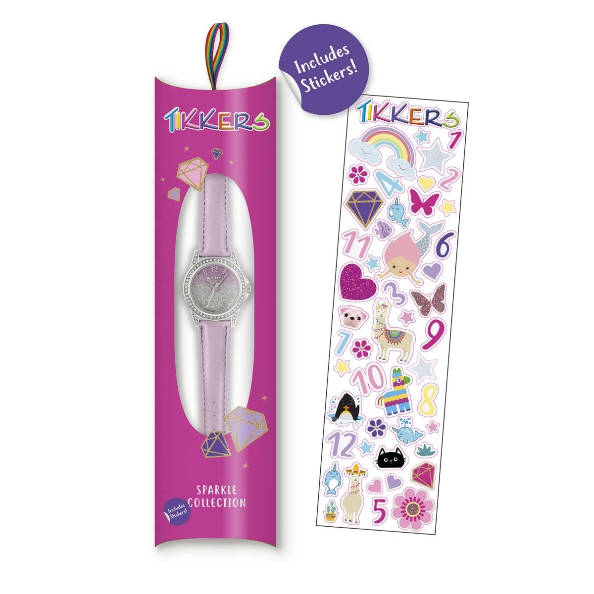 Tikkers TK0191 Kids Sparkle Collection Purple Leather Strap - Κοσμηματοπωλείο Goldy