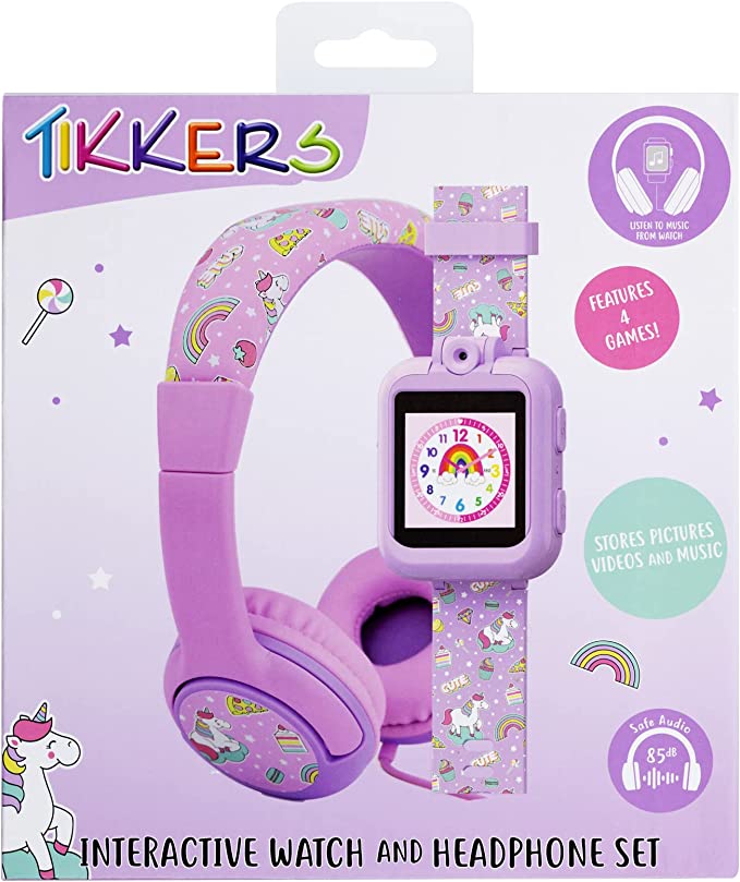 Tikkers TKS02-00003 Kids Smartwatch & Headphone Set Purple Silicon Strap - Κοσμηματοπωλείο Goldy