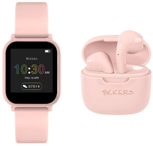 Tikkers TKS10-0001-SETARG Teen Smart Watch and Earbuds Set Nude Silicon Strap - Κοσμηματοπωλείο Goldy