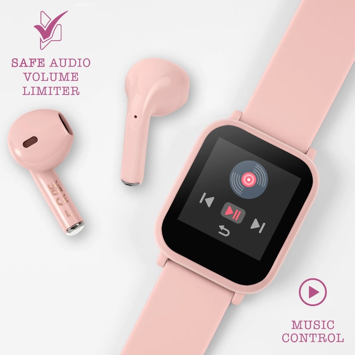 Tikkers TKS10-0001-SETARG Teen Smart Watch and Earbuds Set Nude Silicon Strap - Κοσμηματοπωλείο Goldy