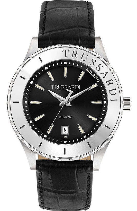 TRUSSARDI R2451143001 T-Logo Black Rubber Strap - Κοσμηματοπωλείο Goldy