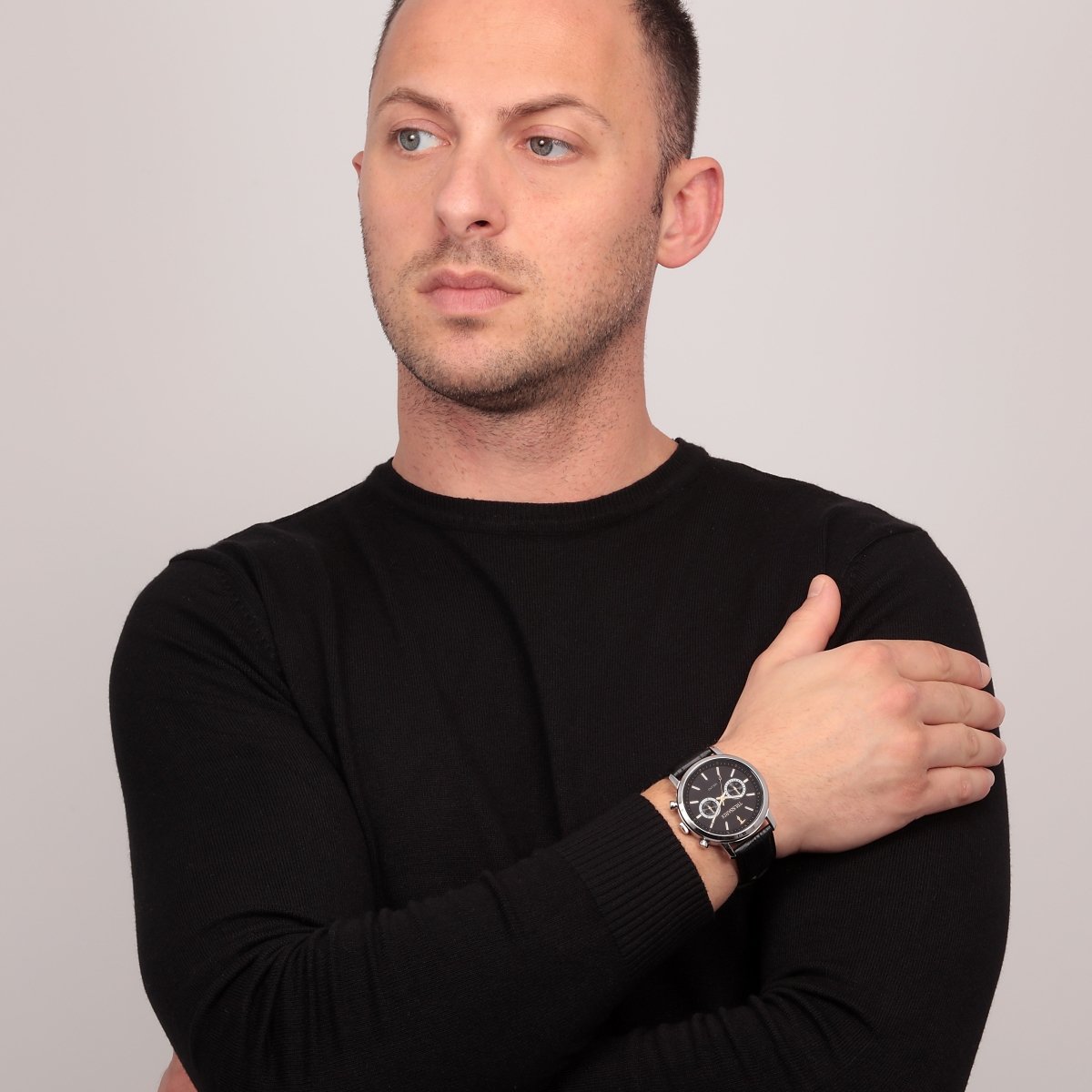 TRUSSARDI R2451147001 T-Couple Black Leather Strap - Κοσμηματοπωλείο Goldy