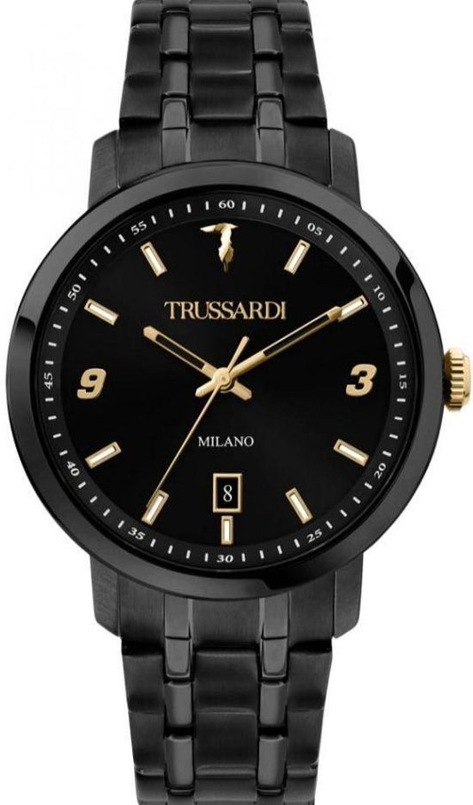 TRUSSARDI R2453147009 T-Light Black Stainless Steel Bracelet - Κοσμηματοπωλείο Goldy