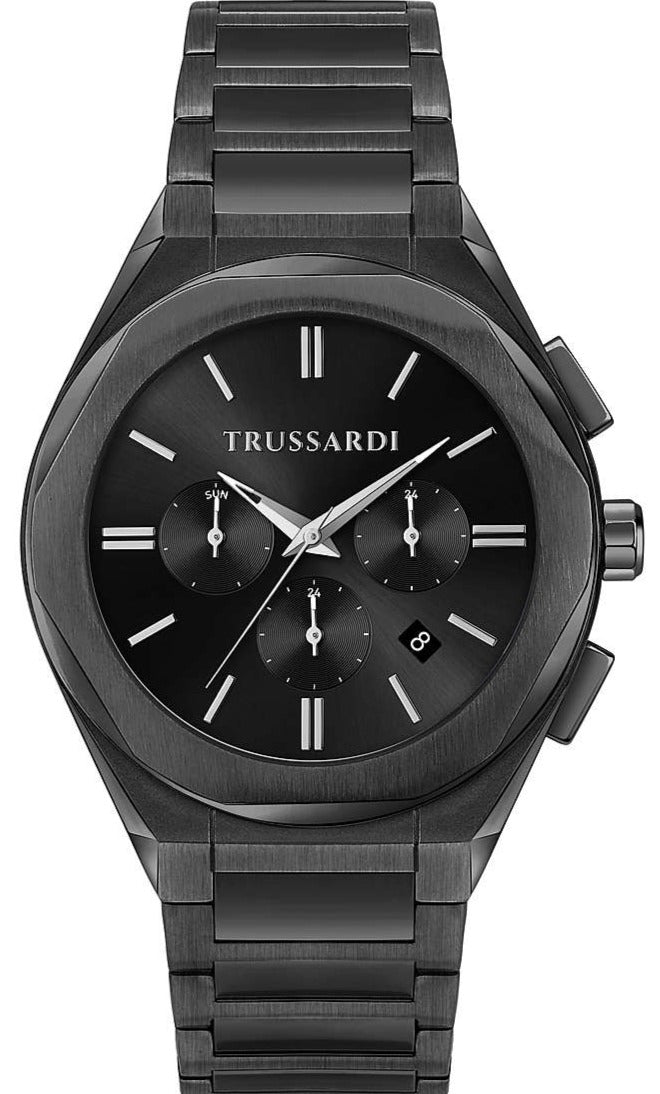 TRUSSARDI R2453156002 Big Wrist Multifunction Black Stainless Steel Bracelet - Κοσμηματοπωλείο Goldy