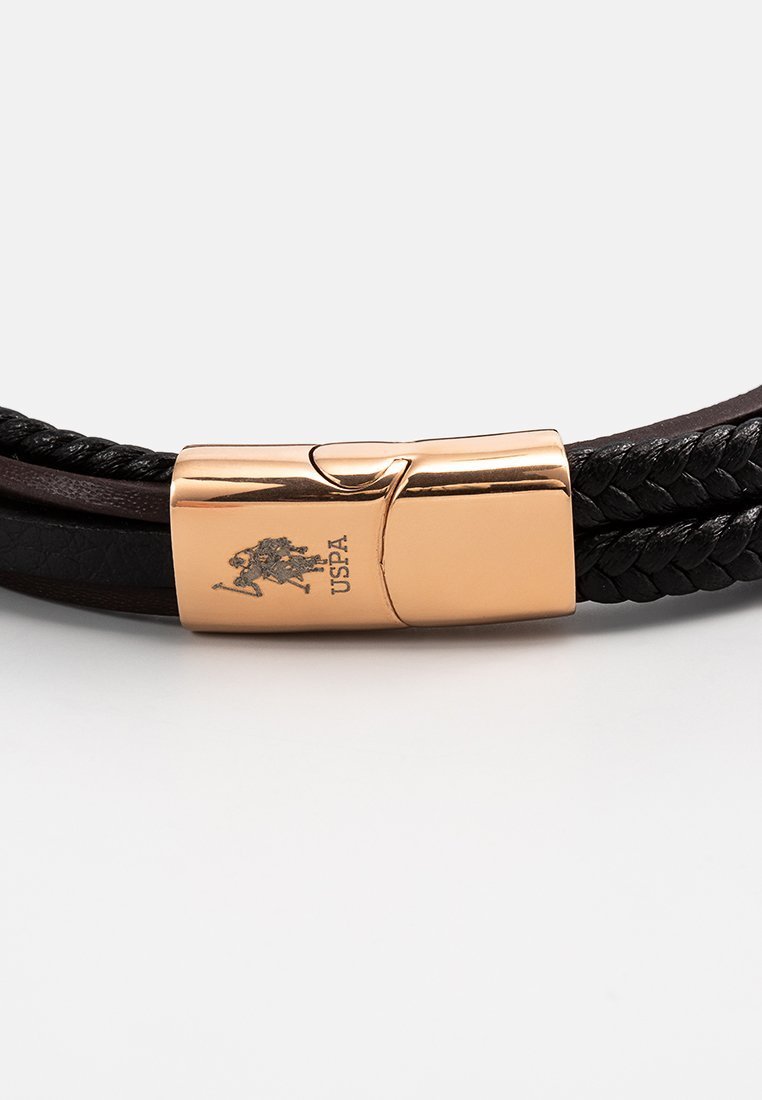 US POLO JW9091BR Men's Steel Bracelet with Leather   –  Κοσμηματοπωλείο Goldy