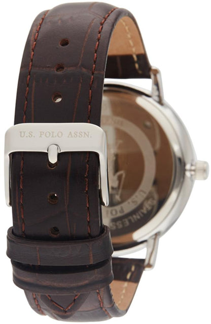 U.S POLO USP4800BL Oliver Brown Leather Strap - Κοσμηματοπωλείο Goldy