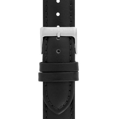 U.S. Polo USP4809WH Ezra Black Leather Strap - Κοσμηματοπωλείο Goldy