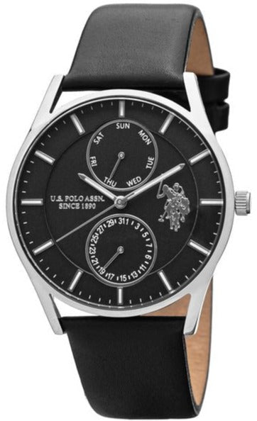 U.S. POLO USP4901ST Henry Βlack Leather Strap - Κοσμηματοπωλείο Goldy