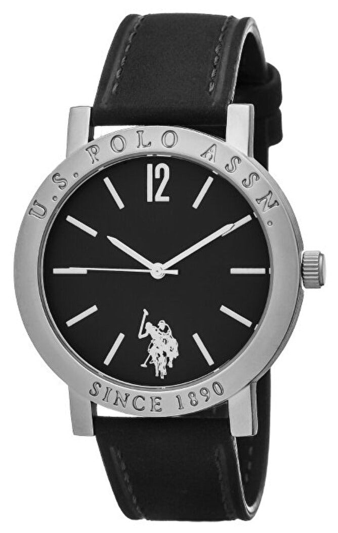 U.S. POLO USP4926BK Roman Black Leather Strap - Κοσμηματοπωλείο Goldy