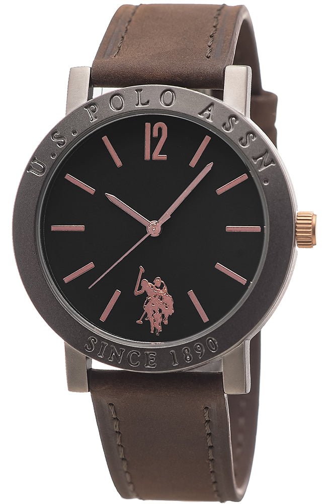 U.S. POLO USP4929BK Roman Brown Leather Strap - Κοσμηματοπωλείο Goldy