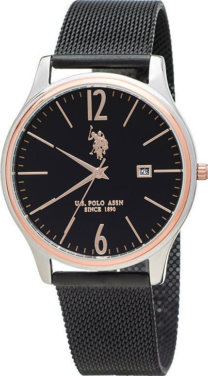 U.S. POLO USP4950RG Blake Black Stainless Steel Mesh Bracelet - Κοσμηματοπωλείο Goldy