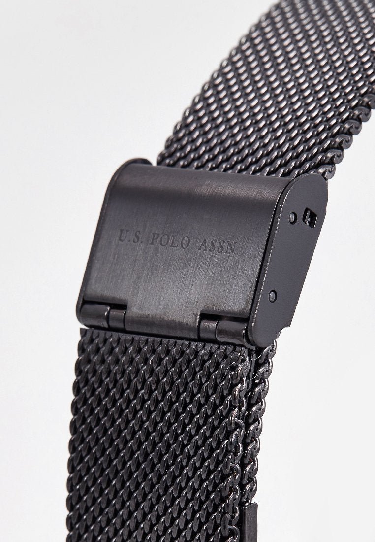 U.S. POLO USP4950RG Blake Black Stainless Steel Mesh Bracelet - Κοσμηματοπωλείο Goldy