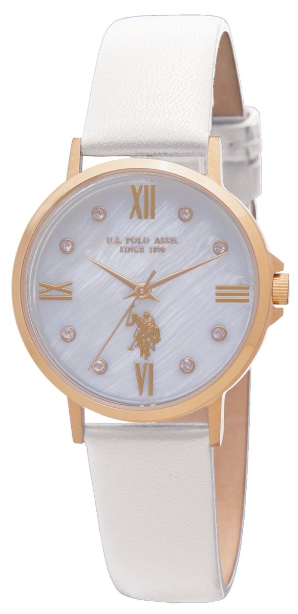 U.S. POLO USP5993RG Paxton White Leather Strap - Κοσμηματοπωλείο Goldy