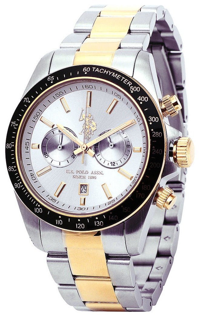 U.S. POLO USP7010YG Charles Chronograph Two Tone Stainless Steel Bracelet - Κοσμηματοπωλείο Goldy