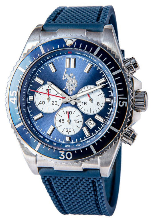 U.S. POLO USP7025BL Edward Chronograph Blue Silicon Strap - Κοσμηματοπωλείο Goldy