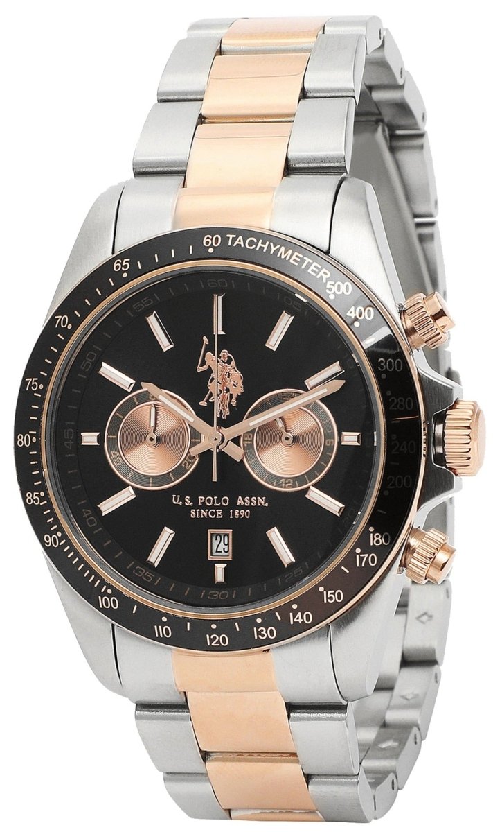 U.S. POLO USP7044RG Charles Chronograph Two Tone Stainless Steel Bracelet - Κοσμηματοπωλείο Goldy