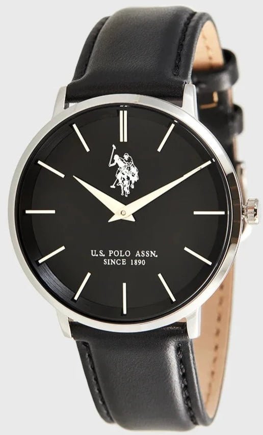 U.S. POLO USP7068BK Miller Black Leather Strap - Κοσμηματοπωλείο Goldy