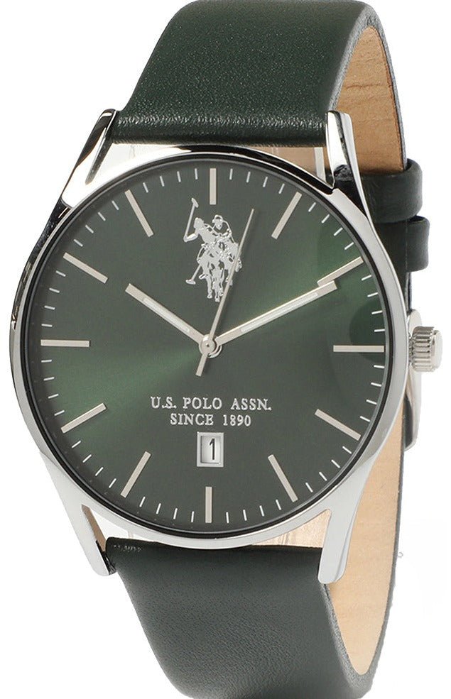 U.S. POLO USP7086GR Colin Green Leather Strap - Κοσμηματοπωλείο Goldy