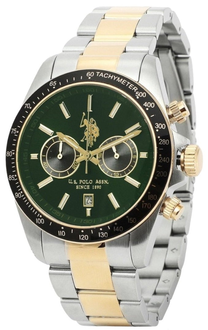 U.S. POLO USP7110YG Charles Chronograph Two Tone Stainless Steel Bracelet - Κοσμηματοπωλείο Goldy