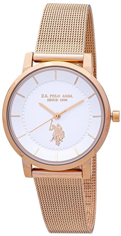 U.S. POLO USP8034RG Chloe Rose Gold Metallic Mesh Bracelet - Κοσμηματοπωλείο Goldy