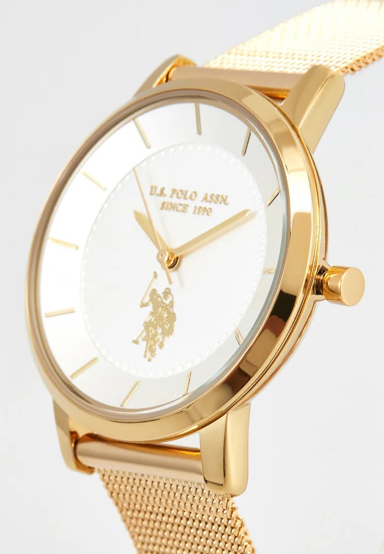 U.S. POLO USP8037YG Chloe Gold Metallic Mesh Bracelet - Κοσμηματοπωλείο Goldy