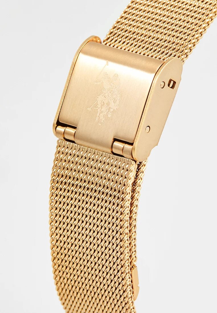 U.S. POLO USP8037YG Chloe Gold Metallic Mesh Bracelet - Κοσμηματοπωλείο Goldy