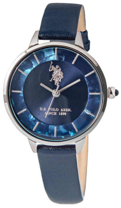 U.S. POLO USP8072ST Jade Blue Leather Strap - Κοσμηματοπωλείο Goldy