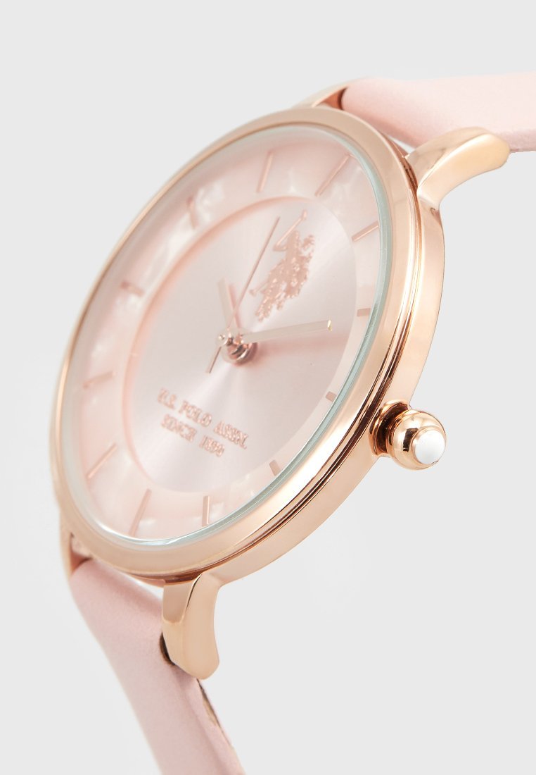 U.S. POLO USP8074PK Jade Pink Leather Strap - Κοσμηματοπωλείο Goldy