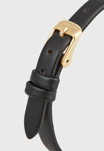 U.S. POLO USP8102BK Andrienne Black Leather Strap - Κοσμηματοπωλείο Goldy